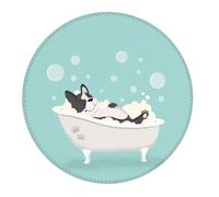 2 PCS Small Gaming Mouse Pad - French Bulldog Taking a Bath Round Rubber Base Desk Mat, Desk Pad with Stitched Edges, Mousepad for Laptop, PC Keyboard Mouse Mat for Work Game Office 7.9 in