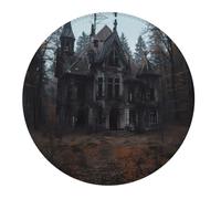 2 PCS Small Gaming Mouse Pad - Gloomy Mansion Forest Scene Round Rubber Base Desk Mat, Desk Pad with Stitched Edges, Mousepad for Laptop, PC Keyboard Mouse Mat for Work Game Office 7.9 in