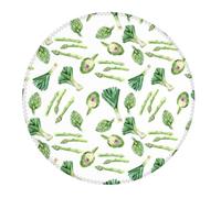 2 PCS Small Gaming Mouse Pad - Green Onions Asparagus Round Rubber Base Desk Mat, Desk Pad with Stitched Edges, Mousepad for Laptop, PC Keyboard Mouse Mat for Work Game Office 7.9 in