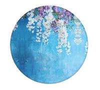 2 PCS Small Gaming Mouse Pad - Hanging Orchids Floral Blue Round Rubber Base Desk Mat, Desk Pad with Stitched Edges, Mousepad for Laptop, PC Keyboard Mouse Mat for Work Game Office 7.9 in