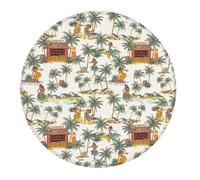 2 PCS Small Gaming Mouse Pad - Hawaiian Style Green Coconut Tree Round Rubber Base Desk Mat, Desk Pad with Stitched Edges, Mousepad for Laptop, PC Keyboard Mouse Mat for Work Game Office 7.9 in