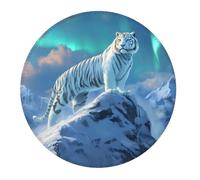 2 PCS Small Gaming Mouse Pad - Majestic White Tiger Snow Peak Round Rubber Base Desk Mat, Desk Pad with Stitched Edges, Mousepad for Laptop, PC Keyboard Mouse Mat for Work Game Office 7.9 in
