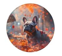 2 PCS Small Gaming Mouse Pad - Maple Leaf Mushroom French Bulldog Round Rubber Base Desk Mat, Desk Pad with Stitched Edges, Mousepad for Laptop, PC Keyboard Mouse Mat for Work Game Office 7.9 in