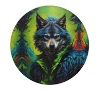 2 PCS Small Gaming Mouse Pad - Realistic Style Wolf Warrior Round Rubber Base Desk Mat, Desk Pad with Stitched Edges, Mousepad for Laptop, PC Keyboard Mouse Mat for Work Game Office 7.9 in