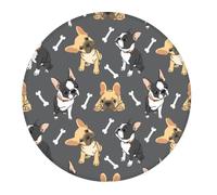 2 PCS Small Gaming Mouse Pad - Two Color French Bulldog Round Rubber Base Desk Mat, Desk Pad with Stitched Edges, Mousepad for Laptop, PC Keyboard Mouse Mat for Work Game Office 7.9 in