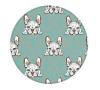 2 PCS Small Gaming Mouse Pad - Vintage Pop Art French Bulldog Round Rubber Base Desk Mat, Desk Pad with Stitched Edges, Mousepad for Laptop, PC Keyboard Mouse Mat for Work Game Office 7.9 in