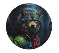 2 PCS Small Gaming Mouse Pad - Vintage Wolf Warrior Round Rubber Base Desk Mat, Desk Pad with Stitched Edges, Mousepad for Laptop, PC Keyboard Mouse Mat for Work Game Office 7.9 in