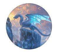 2 PCS Small Gaming Mouse Pad - Winter Ice Mountain White Dragon Round Rubber Base Desk Mat, Desk Pad with Stitched Edges, Mousepad for Laptop, PC Keyboard Mouse Mat for Work Game Office 7.9 in