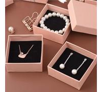 2 pcs Small Gift Box, Small Paper Boxes for Gift Present, Jewellery Gift Box with Lid, Necklace Bracelet Ring Earrings Gift Boxes(Pink, 8x8x1.6cm)