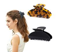 2 Pcs Small Medium Hair Claw Clips for Women Acetate Tortoise Shell Claw Hair Clips for Thin Fine Thick Hair