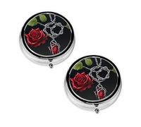 2 pcs Small Pill Box Case 3 Compartments Portable for Pocket Pouch Purse Personal Mini Pill Organizers Container Holder to Hold Vitamins Medication Fish Oil Supplements