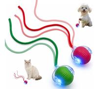 2 PCS Smart Moving Cat Ball Toy, 360° Interactive Active Rolling Ball with Tail for Indoor Cats Dogs, USB Rechargeable Automatic Kitten Adult Cat Toys for Active Play, Chase, Boredom Relief, Exercise