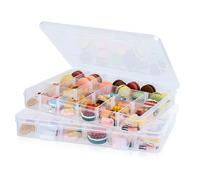 2 Pcs Snack Box with Compartments, Snackle Box for Snack Boxes, Craft Boxes with Compartments, Plastic Storage Organizer Container with 18 Removable Grids for Snack Craft Beads Screws Nuts Candies
