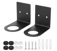 2 Pcs Soap Bottle Dispenser Holders, 2 Sizes Wall Mounted Soap Pump Bottles Stands, Stainless Steel Shampoo Dispenser Bottles Hanging Shelf Storage Holder Racks for Kitchen Bathroom - Black