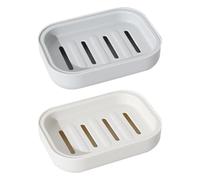 2 PCS Soap Dish with Drainage, Portable Shower Soap Box for Bathroom Kitchen, Non-slip, Dry, Easy Cleaning