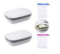 2 Pcs Soap Dish with Lid Travel Soap Holder Leakproof Container and 2 Pcs Soap Bag for Shower Travel Hiking Bar Bathroom School Gym Kitchen