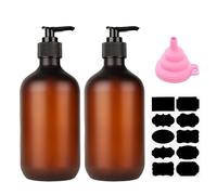 2 Pcs Soap Dispenser, 500ML/17oz Pump Bottle Dispenser, Empty Refillable Shampoo and Conditioner Bottles for Bedroom Kitchen Lotions Washing Up Liquid Dispensers, with Funnel & Stickers