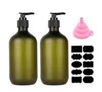 2 Pcs Soap Dispenser, 500ML/17oz Pump Bottle Dispenser, Empty Refillable Shampoo and Conditioner Bottles for Bedroom Kitchen Lotions Washing Up Liquid Dispensers, with Funnel & Stickers