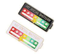 2 Pcs Social Battery Slider Pin,Enamel Pins,Pins For Backpacks,My Battery Mood Creative Lapel Pin,For Introverts Emotional Expression,Fun Enamel Emotional Pin,For Backpacks Hat Clothing