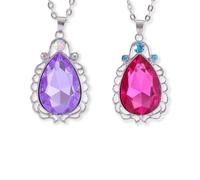 2 Pcs Sofia The First Amulet And Elena Princess Necklace Twin Sister Teardrop Necklace Magic Jewelry Gift For Girls