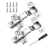 2 pcs Soft Close Cabinet Hinge,110 Degree Full Overlay Kitchen Door Hinge,35mm Concealed Kitchen Cabinet Hinges Cabinet Door Plate with Screws