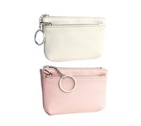 2 Pcs Soft Wallet, Portable Mini Wallet, Daily Simple Key Case, Suitable For Storing Cards, Coins And Cash (Pink, Off White).