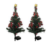 2 Pcs Solar Christmas Decorations Tree Lights, Solar Stake Lights Xmas Tree Garden Decor, LED Lights Solar Yard Decorative,Solar Powered Prelit Small Christmas Tree for Holiday Garden Yard Decor(#1)