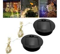 2 Pcs Solar Light Replacement Top - 2.76" Round Panel with Warm String Lights, Bottom Size 2.36", Waterproof & Easy Install, for Outdoor Hanging Lanterns, Garden Solar Lights, Watering Can Decor