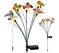 2 Pcs Solar Lights Outdoor Garden, Waterproof Swaying Solar Light Butterfly Decorative, Dancing Butterfly Outdoor Garden Light for Path Fence Yard Patio Pathway