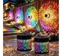2 PCS Solar Mandala Wall Lights,Seven-Color Garden Wall Lights Outdoor