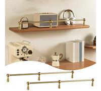 2 Pcs Solid Brass Floating Shelf Bracket 43" Long AntiFall Railing for Shelves Cabinet Gallery Shelf Support Wall Mounted Shelf Rail Set