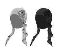 2 PCS Solid Color Long Tail Hijab Caps Islamic Muslim Under Cap Full Cover Tie Back Bonnet Head Scarf Head Wraps Breathable Hair Turban Hats for Women