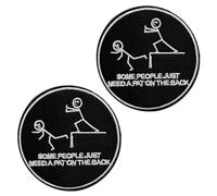 2 Pcs Some People Just Need A Pat On The Back Patch Stick Figure Hook & Loop Fun Embroidered Patch Humor Emblem Applique Decorative Accessories Tactical Patches for Backpacks,Clothes,Vest,Jacket,Hat