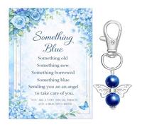 2 Pcs Something Blue for The Bride Charm, Blue Pearl Angel with A Gift Card for Bridal Flowers for The Bride Charm Wedding Party Keychain Gift Card Party Favours for Marriage Celebration Shower Holy