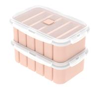 2 Pcs Soup Freezing Container with Clear Lid, Divided Design, Reusable Soup Storage Containers, Jumbo Ice Cube Tray for Storing Sauce Stew Food Leftover, 22.5 x 14.5 x 7.8 (Pink)