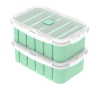 2 Pcs Soup Freezing Container with Clear Lid, Divided Design, Reusable Soup Storage Containers, Jumbo Ice Cube Tray for Storing Sauce Stew Food Leftover, 22.5 x 14.5 x 7.8 （Green）