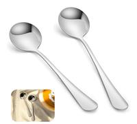 2 Pcs Soup Spoons, Tablespoons, Desert Spoons Oval Shape Stainless Steel, Soup Spoon and Table Spoons Set for Daily Dining