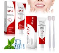2 PCS Sp8 Probiotic Toothpaste,Sp 8 Toothpaste,Sp 8 Probiotic Brightening Toothpaste,Fresh Breath,Deeply Clean Care Toothpaste,Promotes Healthy Teeth and Gums,for All Teeth Types,with Toothbrush
