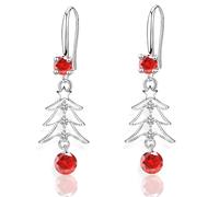 2 PCS Sparkling Crystal Dangling Christmas Tree Earrings - Xmas Tree Earings w/ Dangle Hook - Gifts for Women & Girls (RED)