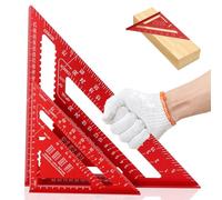 2 Pcs Speed Square Metric Aluminum Alloy Triangle Ruler 12inch +7inch Carpenters Tools High Precision Protractor Layout Measuring Tool Can Drawing Angle for Engineer Carpenter (Red)