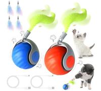 2 PCS Speedy Tail Cat Toy - Smart Interactive Automatic Cat Ball - Electric Rechargeable Irregular Moving, Speedy Tail 2.0 Cats Toy Ball for Indoor Cats Stimulates Hunting Instincts Catching Game