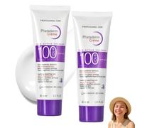 2 PCS SPF 100 Face Sunscreen, Lightweight Korean Sun Cream, Non-Greasy & Fast Absorbing, No White Cast, Sweat Resistant, High UV Protection, Makeup Base for Daily Use (80 ml)