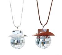 2 Pcs Spherical Reflective Hanging Decor for Car Rearview Mirror Home Interior Wall Mount and Party Space Decoration Applications (B)