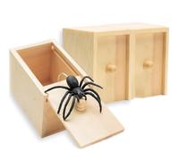 2 Pcs Spider in A Box Prank, Halloween Decoration, Spider Prank Box, Spider Box Prank Spider Scare Wooden Box Spoofing Creative Neat Toys with Bugs and Spiders Wooden Joke Toys for Gift Party Favors
