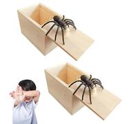 2 Pcs Spider In A Box Prank, Wooden Spider Prank Box, Halloween Spider Scare Prank Box