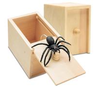 2 Pcs Spiders, Fake Spider, Spider Prank Box Spider Box Prank, Hilarious Wooden Scare Box Spider in A Box Prank, Realistic Spider Pranks for Adults Kids Halloween Fool's Day Gifts