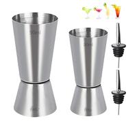 2 PCS Spirit Measures 25/50 ml & 15/30 ml, Stainless Steel Shot Measure Alcohol Gin Jigger for Home Bars & Professional Mixology