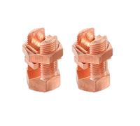 2 Pcs Split Bolt Connectors, TJ-16 Brass Coated Copper Grounding Clamps Bolt Connection Clamp for Completing Ground Bonding to Bare Wires
