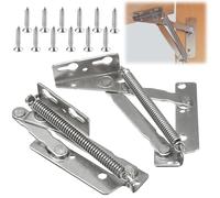 2 Pcs Spring Hinge, Lift Up Kitchen Cabinet Hinges, 80 Degree Cupboard Hinges Folding Lifting Bracket, Heavy Duty Door Hinges, Sofa Bed Lifting Hinge for Furniture Doors Storage Boxes(Silver)
