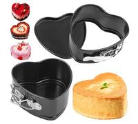 2 Pcs Springform Cake Tins for Cheesecake, 4Inch Heart Shape Cake Tin with Removable Bottom, 11.7cm Deep Cheesecake Tins Moulds Non Stick Heart Cake Baking Tray for Baking Pie Layered Wedding Party